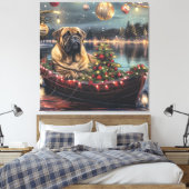 Bullmastiff Weihnachtsfest Reise Leinwanddruck (Insitu (Schlafzimmer))