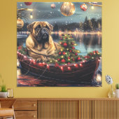 Bullmastiff Weihnachtsfest Reise Leinwanddruck (Insitu (Wohnzimmer))