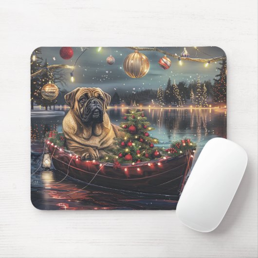 Bullmastiff Weihnachtsfest Reise Mousepad (Mit Mouse)