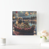 Bullmastiff Weihnachtsfest Reise Quadratische Wanduhr (Zuhause)
