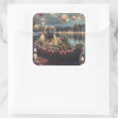 Bullmastiff Weihnachtsfest Reise Quadratischer Aufkleber (Tasche)