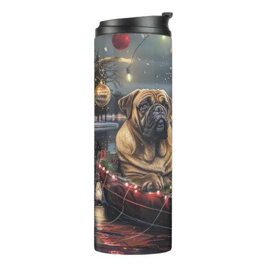 Bullmastiff Weihnachtsfest Reise Thermosbecher (Nach links gedreht)