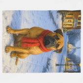Bullmastiff-Weihnachtskarte Fleecedecke (Vorderseite (Horizontal))