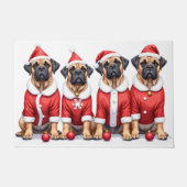 Bullmastiff-Weihnachtskleid mit Santa-Hut Fußmatte (Vorderseite)