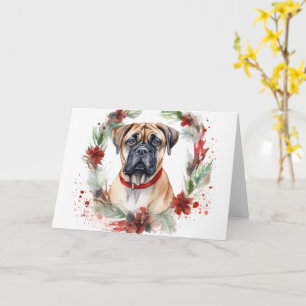 Bullmastiff-Weihnachtskranz Festiver Hund Karte