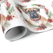Bullmastiff Weihnachtsmann Festliche Jungfrau Geschenkpapier (Rolleneckpunkt)