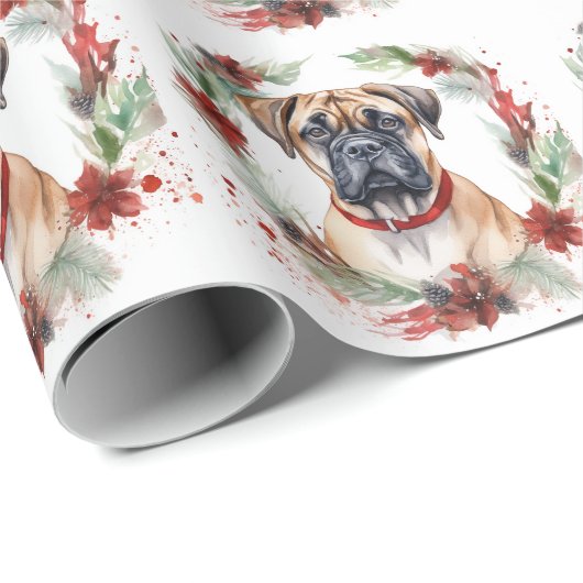 Bullmastiff Weihnachtsmann Festliche Jungfrau Geschenkpapier (Rolleneckpunkt)