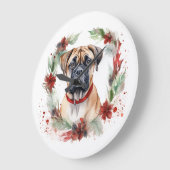 Bullmastiff Weihnachtsmann Festliche Jungfrau Große Wanduhr (Winkel)