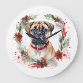 Bullmastiff Weihnachtsmann Festliche Jungfrau Große Wanduhr (Vorderseite)