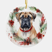 Bullmastiff Weihnachtsmann Festliche Jungfrau Keramik Ornament (Vorne)