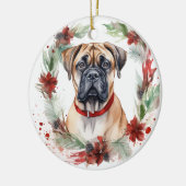 Bullmastiff Weihnachtsmann Festliche Jungfrau Keramik Ornament (Links)