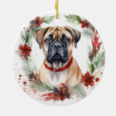 Bullmastiff Weihnachtsmann Festliche Jungfrau Keramik Ornament (Hinten)