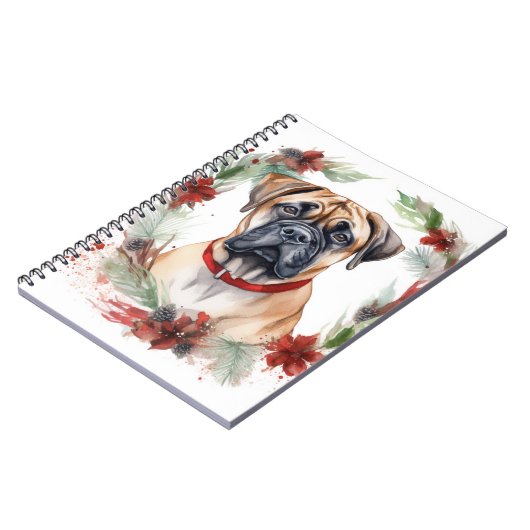 Bullmastiff Weihnachtsmann Festliche Jungfrau Notizblock (Linke Seite)