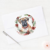 Bullmastiff Weihnachtsmann Festliche Jungfrau Runder Aufkleber (Umschlag)