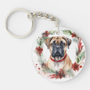 Bullmastiff Weihnachtsmann Festliche Jungfrau Schlüsselanhänger