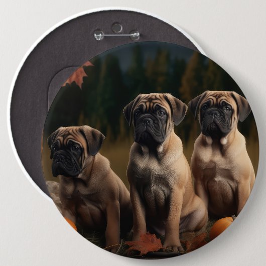 Bullmastiff Welpe Autumn Delight Pumpen Button (Vorne & Hinten)