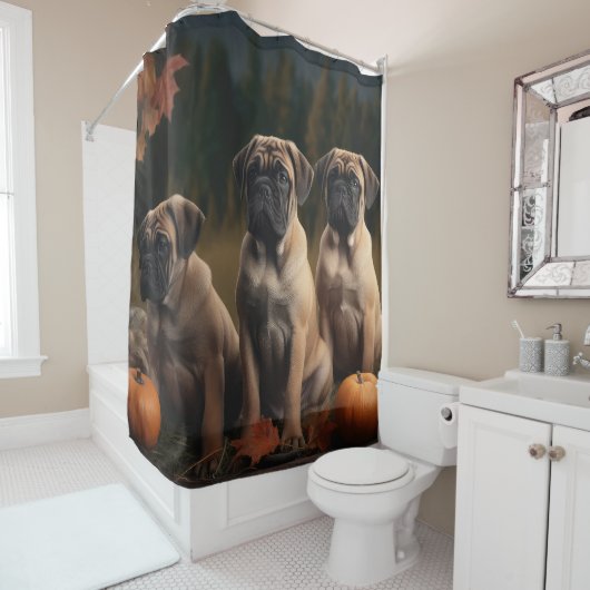 Bullmastiff Welpe Autumn Delight Pumpen Duschvorhang (Beispiel)