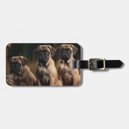 Bullmastiff Welpe Autumn Delight Pumpen Gepäckanhänger (Vorderseite horizontal)