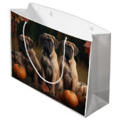 Bullmastiff Welpe Autumn Delight Pumpen Große Geschenktüte (Rückseite Schrägansicht)