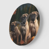 Bullmastiff Welpe Autumn Delight Pumpen Große Wanduhr (Winkel)
