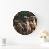 Bullmastiff Welpe Autumn Delight Pumpen Große Wanduhr (Zuhause)