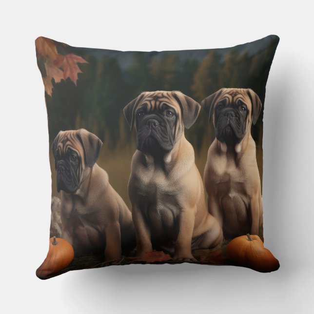 Bullmastiff Welpe Autumn Delight Pumpen Kissen (Rückseite)