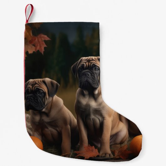 Bullmastiff Welpe Autumn Delight Pumpen Kleiner Weihnachtsstrumpf (Vorderseite)