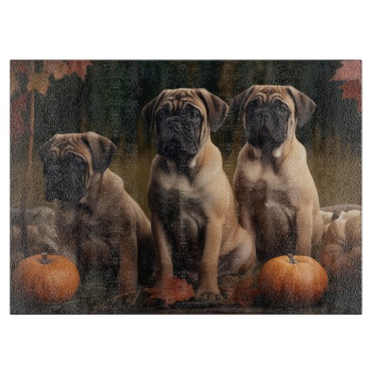 Bullmastiff Welpe Autumn Delight Pumpen Schneidebrett (Vorderseite)
