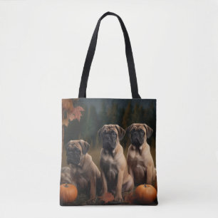 Bullmastiff-Welpe Herbstvergnügen Kürbis Tasche