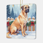 Bullmastiff Winter Forest Holly Christmas Art Keramikornament (Links)