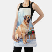 Bullmastiff Winter Forest Holly Christmas Art Schürze (InSitu)