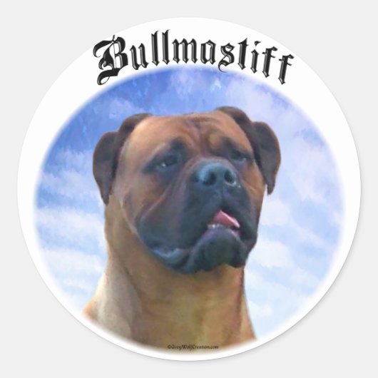 Bullmastiff Wolken Runder Aufkleber (Vorderseite)
