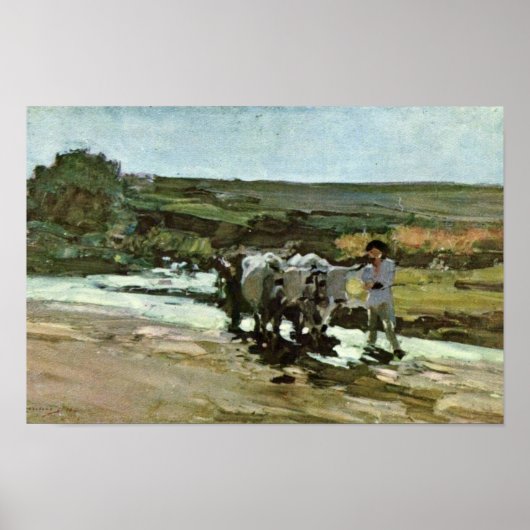 Bullock Cart im Ford von Grigorescu Nicolae Poster (Vorne)
