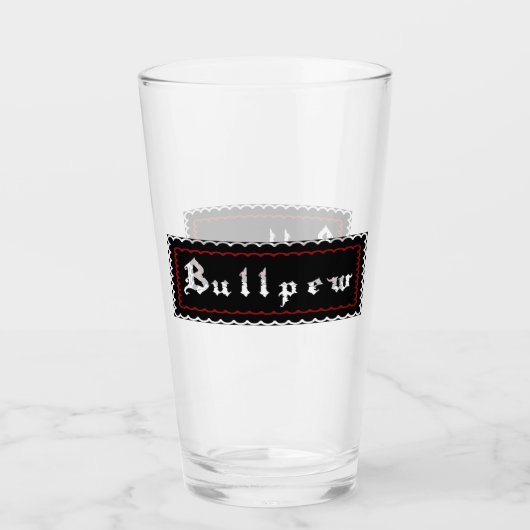 Bullpew-Burnout-Namensschild Glas (Vorderseite)