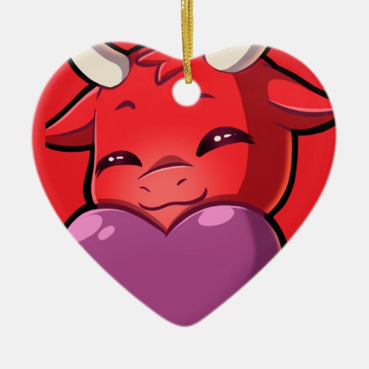 Bullpew-Chat-Liebe Keramik Ornament (Vorne)