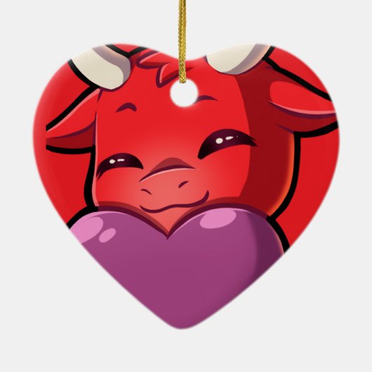 Bullpew-Chat-Liebe Keramik Ornament (Hinten)