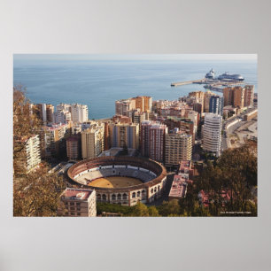 Bullring La Malagueta und Hafen Poster