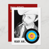 Bulls Eye 40. Geburtstag Custom Foto Einladung (Vorne/Hinten)