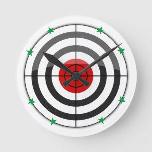 Bulls Eye Green Star Runde Wanduhr