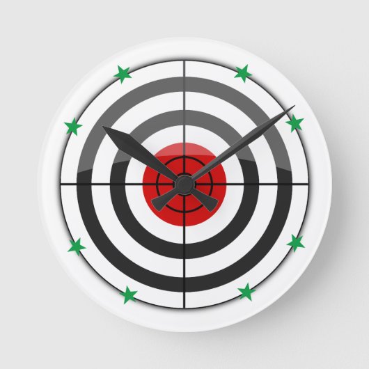 Bulls Eye Green Star Runde Wanduhr (Vorderseite)