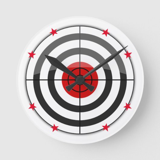 Bulls Eye Red Star Runde Wanduhr (Vorderseite)