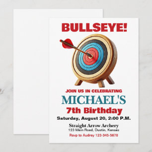 Bullseye Archery Birthday Party Einladung
