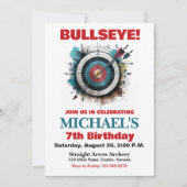 Bullseye Archery Birthday Party Einladung (Vorderseite)