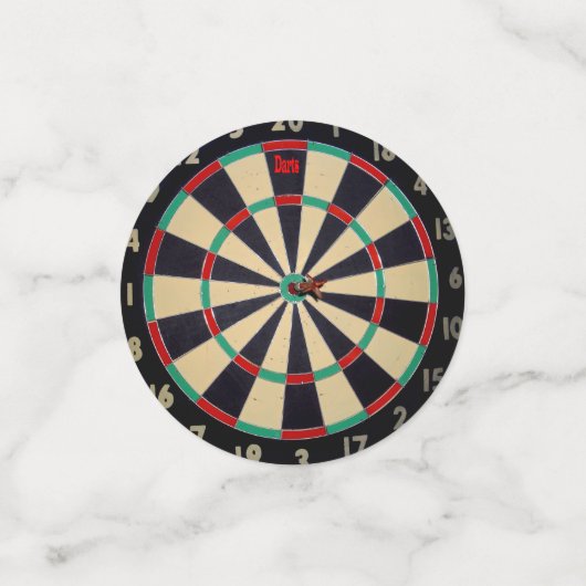 Bullseye auf einem Dartboard, Konfetti (Klein Vorderseite)