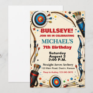Bullseye-Bogen-und-Pfeil-Archery-Party-Geburtstag Einladung