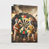 Bullseye Burrow: Meerkat Dart Players, Geburtstag Karte (Rückseite)