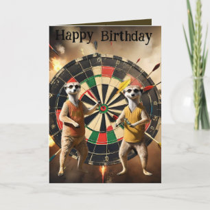 Bullseye Burrow: Meerkat Dart Players, Geburtstag Karte