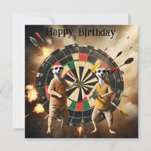 Bullseye Burrow: Meerkat Dart Players, Geburtstag Karte