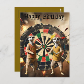 Bullseye Burrow: Meerkat Dart Players, Geburtstag Postkarte