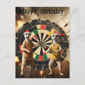 Bullseye Burrow: Meerkat Dart Players, Geburtstag Postkarte (Vorderseite)